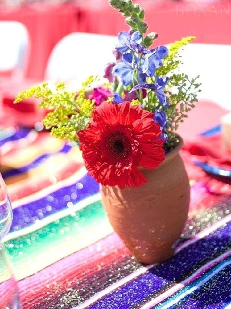 BOXAN Mexican Serape Table Runner for Mexican Party Wedding Decorations Outdoor Picnics Dining Table, Fringe Cotton Blanket Fiesta Table Runners, 14 x 84 Inch - Image 5